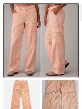 Utility Wide-Leg Cargo Pants - Peach